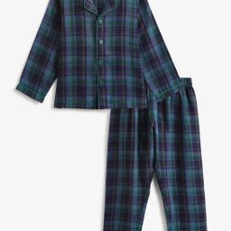 Campana Boys Navy, Blue & Green Checks Night Suit-image-78