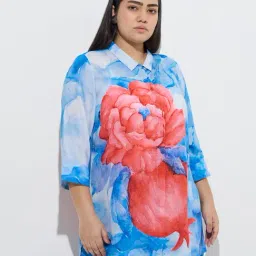 Diza by Westside Blue Tie and Dye High-Low Tunic-image-11