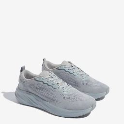 SOLEPLAY by Westside Grey Knit Design Lace-Up Sneakers-5