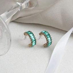 Joker & Witch Golden & Green The Party Edit Ula Stone Hoop Earrings-33