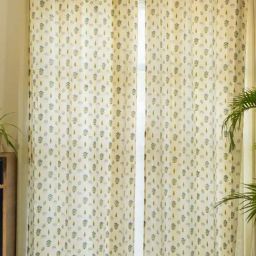 Urban Space Blue Cotton Window Curtain With Tieback & Eyelet - Set of 2-39