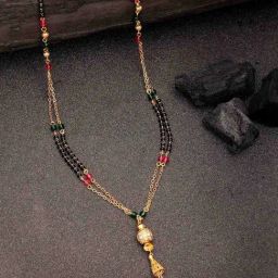 NVR Gold-Plated Artificial Stones Studded & Beaded Mangalsutra for Women-27