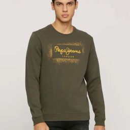 Pepe Jeans Dark Olive Regular Fit Printed Sweatshirt-47