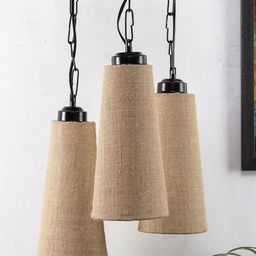 Devansh Black & Beige Solid Conical Triple Jute Cluster Light-14