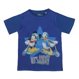 Mickey Mouse Family Boys Blue Printed Round Neck T-shirt-image-93
