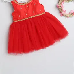 Many Frocks Kids Red Embellished Dress-image-87