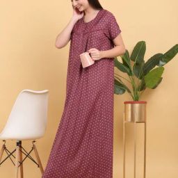 Sweet Dreams Pink Cotton Regular Fit Geometric Print Night Dress-picture-39