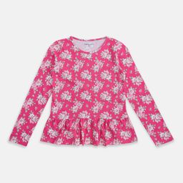 Pantaloons Junior Girls Floral Print Peplum Top-picture-32
