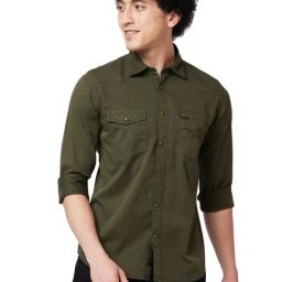 Spykar Green Cotton Regular Fit Shirt-picture-37