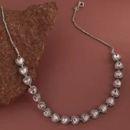 SOHI Rose Quartz Stone Setting Minimal Choker Necklace-image-3
