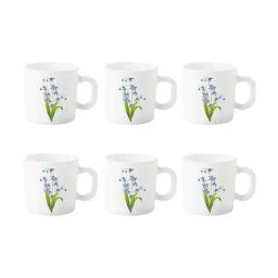 Borosil Lavender White Opalware Cup Set - 6 Pieces-35