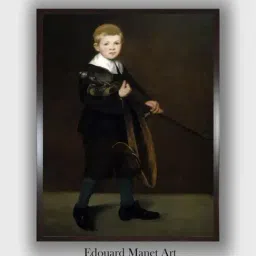 The Art House Black & Brown Boy With a Sword Wooden Framed Canvas Painting Wall Art-image-46