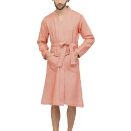 Klotthe Textured Orange 210 GSM Cotton Bath Robe with Belt-picture-49