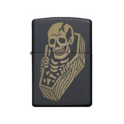 Zippo Black Brass Skeleton Coffin Design Windproof Pocket Lighter-16
