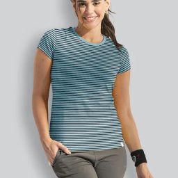 Lyra Teal Blue Cotton Striped T-Shirt-picture-34