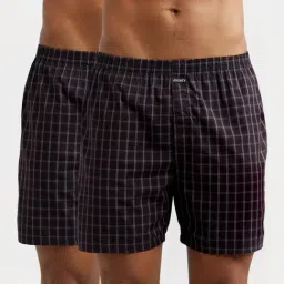 Jockey 1223 Men's Super Combed Mercerized Cotton Woven Checkered Boxer Shorts (Pack of 2)-image-90