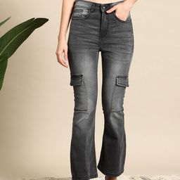Mast & Harbour Women Whiskers & Chevrons Flared Fit Jeans-image-79