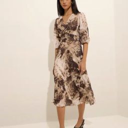 Wardrobe by Westside Light Olive Camo Printed A-Line Dress-picture-8