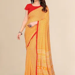 Moda Rapido Yellow Printed Poly Georgette Sarees-picture-24
