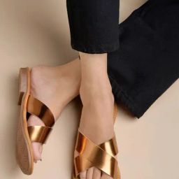 Shoetopia Women's Copper Cross Strap Sandals-image-31