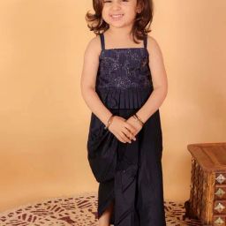 VASTRAMAY Girls Navy Embroidery Lehenga Cholis-image-104