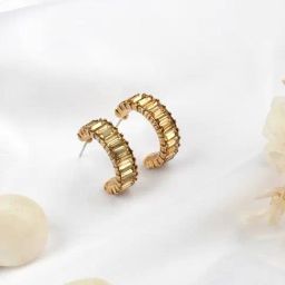 Joker & Witch Golden & Yellow The Party Edit Ula Stone Hoop Earrings-27