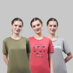 Vimal Jonney Green & Pink Cotton Printed Sports T-Shirt - Pack Of 3-picture-41