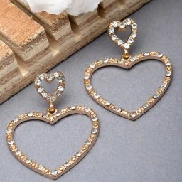 Karatcart Gold Plated Heart Shape Drop Earrings for Women-5