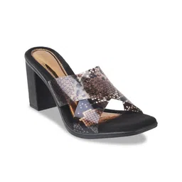 Catwalk Women Brown & Black Textured Block Heels-11