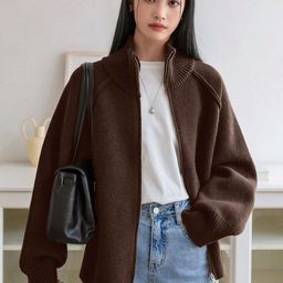 StyleCast High Neck Cashmere Cardigan Sweater-picture-12