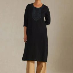 Soch Black Cotton Regular Fit Embroidered Kurtas-image-81