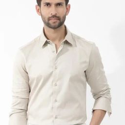 Rare Rabbit Beige Regular Fit Solid Shirt-image-75