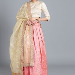 Ethnovog PinkOff-White Printed Made to Measure LehengaBlouse with Dupatta-image-83