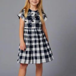 Cherry Crumble By Nitt Hyman Kids Black & Off White Embroidered Dress-image-88