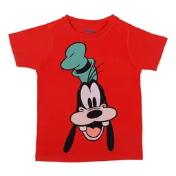 Mickey Mouse Family Boys Red Goofy Printed Round Neck T-shirt-image-88