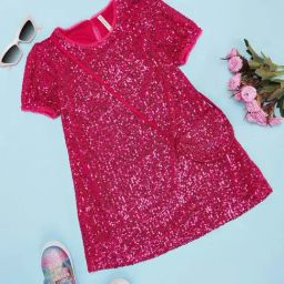 Pantaloons Junior Girls Raspberry Sorbet Embellished Casual Dresses-image-81