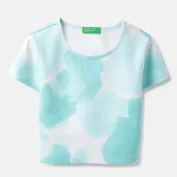 United Colors of Benetton Girls Blue Polyester Tie-Dye T-Shirt-picture-11