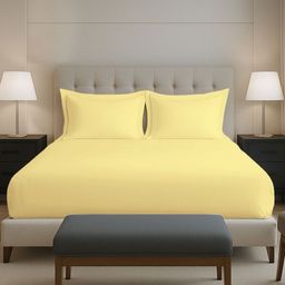 PIZUNA LINENS linens Yellow 400 TC Pure Cotton Fitted Queen Bedsheet Set-1.6 m x 1.98 m-picture-12