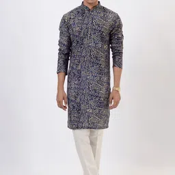 THE KURTA COMPANY Ethnic Motifs Printed Mandarin Collar Long Sleeves Straight Kurta-picture-19