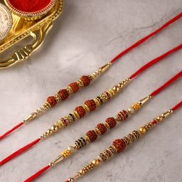 Voylla Unisex Gold Rudraksha Rakhi-Set of 4-44