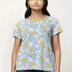Dreamz by Pantaloons Blue Cotton Printed T-Shirt-image-57