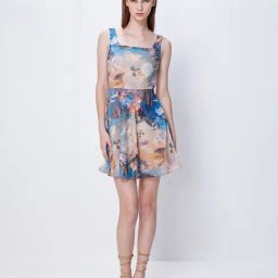 Cover Story Blue Printed Skater Dress-image-19
