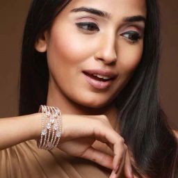 Aatmana Rose Gold-Plated White Crystal Studded Cuff Bracelet for Women-15