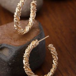 Karatcart Gold Plated Twisted Wire Design Half Hoop Earrings for Women-13