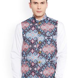 Wintage Multicolored Printed Nehru Jacket-10