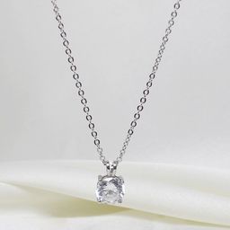 GIVA 925 Sterling Silver Rhodium Plated Zircon Pendant with Link Chain-image-11