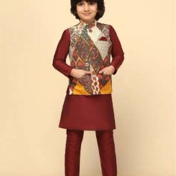 KISAH Kids Multicolor Printed Full Sleeves Kurta Set-image-36