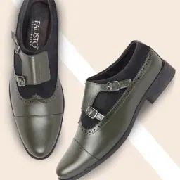 Fausto Men's Mehandi Monk Shoes-picture-40