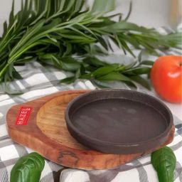 HAZEL Brown Wood 15.24 cm Round Base Sizzler Plate-picture-20