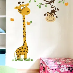 rawpockets Mustard Yellow & Brown Giraffe and Monkey Printed Wall Stickers-image-12
